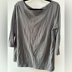 Loft Women’s 3/4 sleeves boat neck grey shirt L GUC